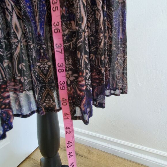 VERO MODA Midi Floral Pleated Long Sleeve Size Medium Sheer Flirty Lined Violet - Picture 14 of 16